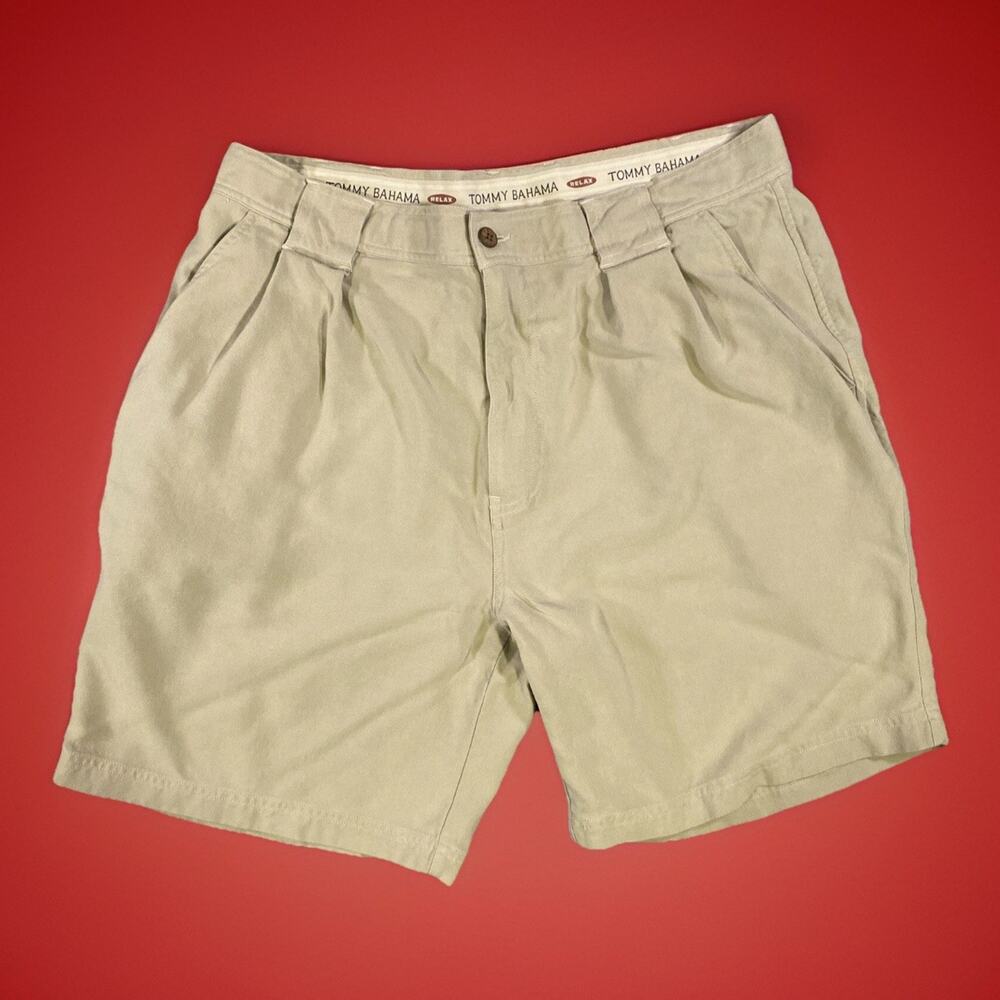 Tommy Bahama Brown Silk Relax‎ Short Sz 36 Pleated Front Pockets Casual Belted